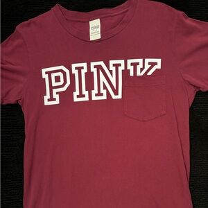 Victoria’s Secret PINK Women’s Short Sleeve Pocket Tee Crimson T-Shirt